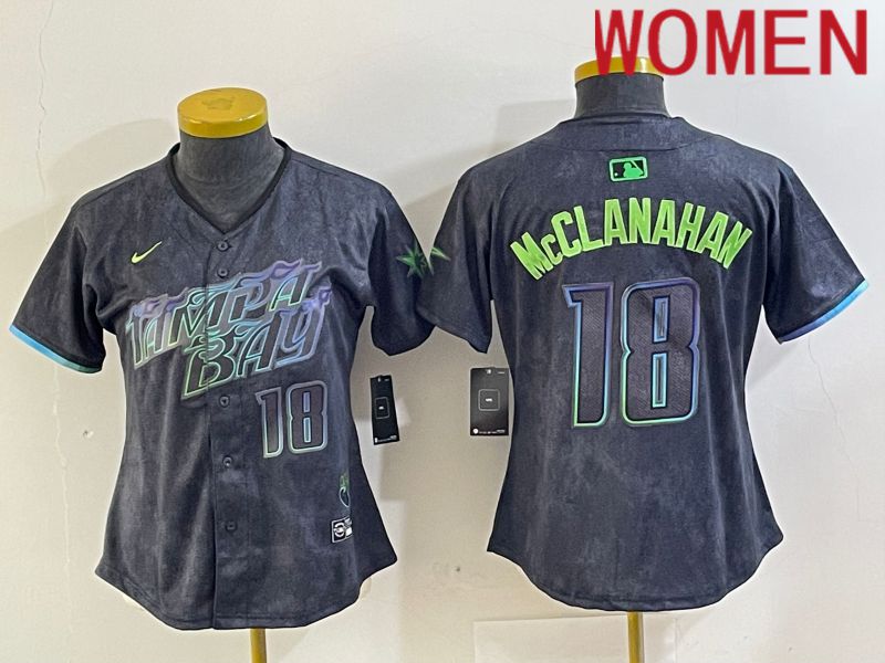 Women Tampa Bay Rays #18 Mcclanahan Nike MLB Limited City Connect Black 2024 Jersey style 4->women mlb jersey->Women Jersey